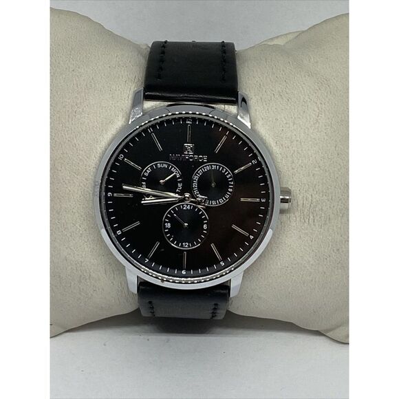 Naviforce NF3001M Men\'s Black Leather Analog Black Dial Quartz Wrist Watch KS663 main image 6